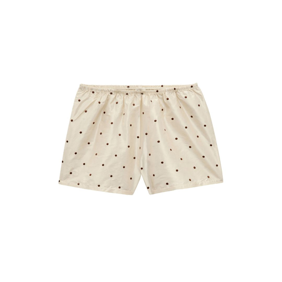 Donni Taffeta Cream Walnut Polka Dot Silk Short