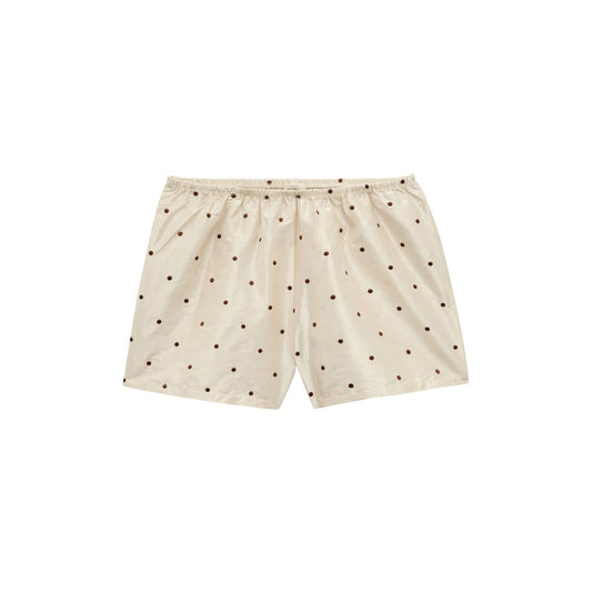 Donni Taffeta Cream Walnut Polka Dot Silk Short