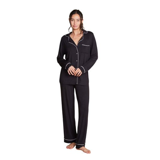 Barefoot Dreams LS Luxe Milk Jersey Piped Pajamas
