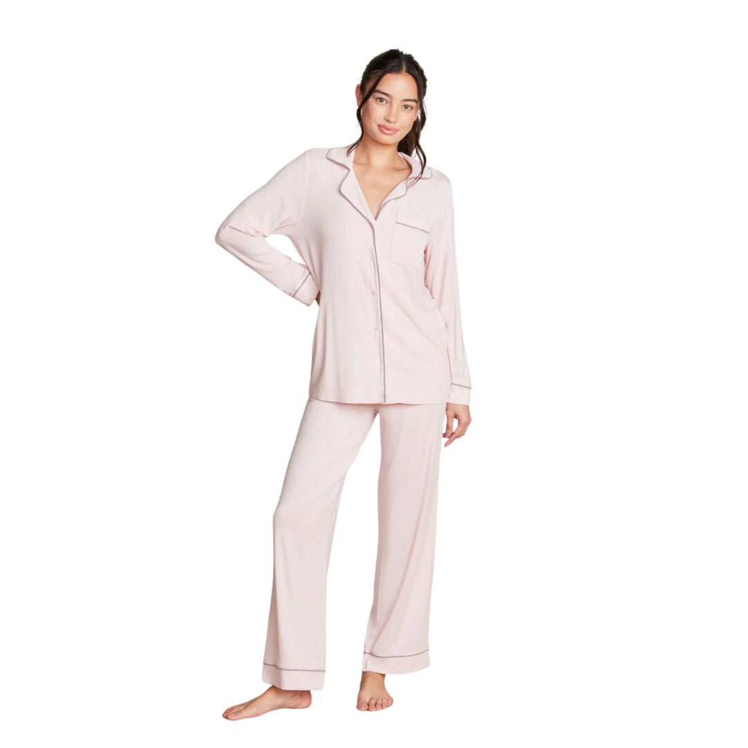 Barefoot Dreams LS Luxe Milk Jersey Piped Pajamas