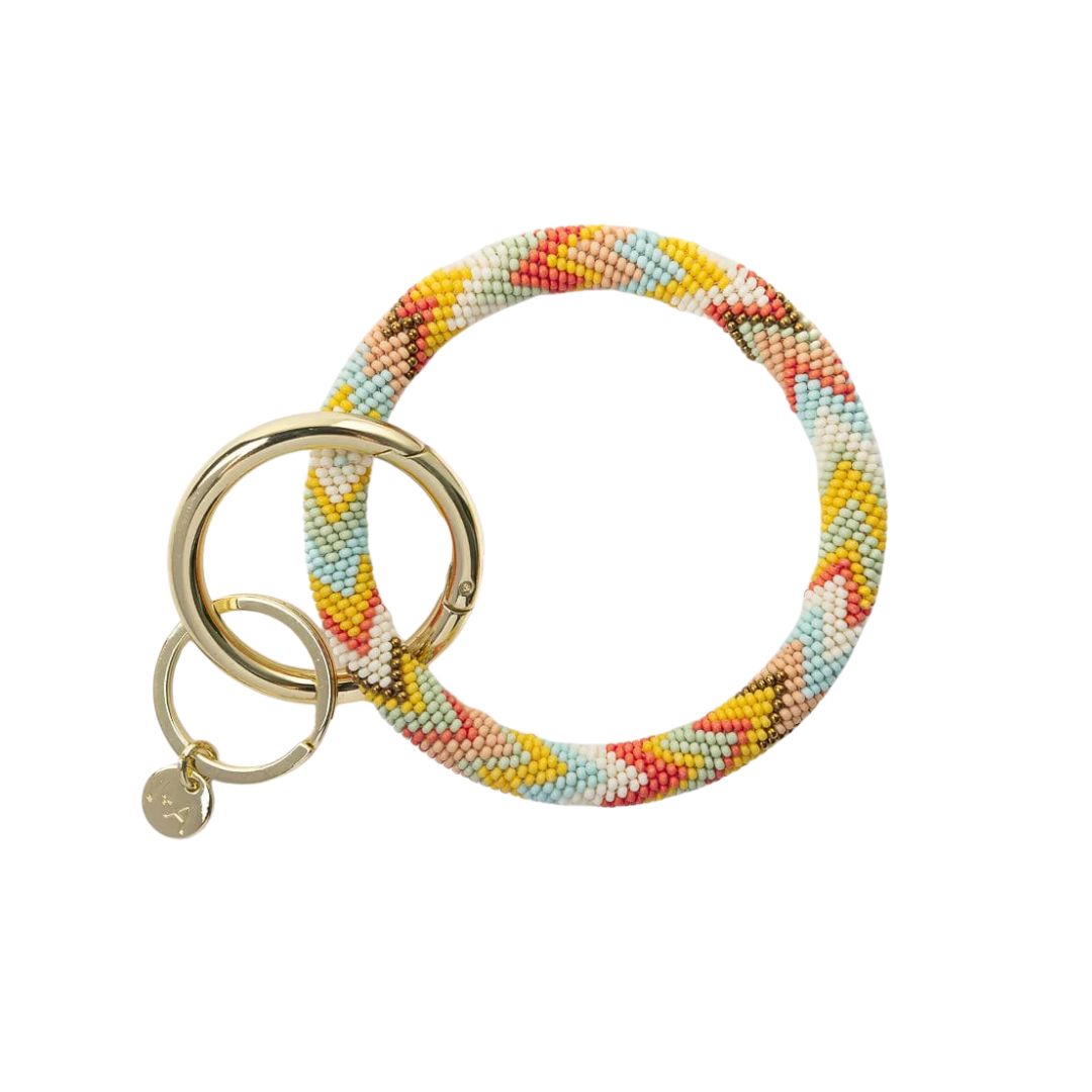 Chloe Stripe Beaded Key Ring Bracelet
