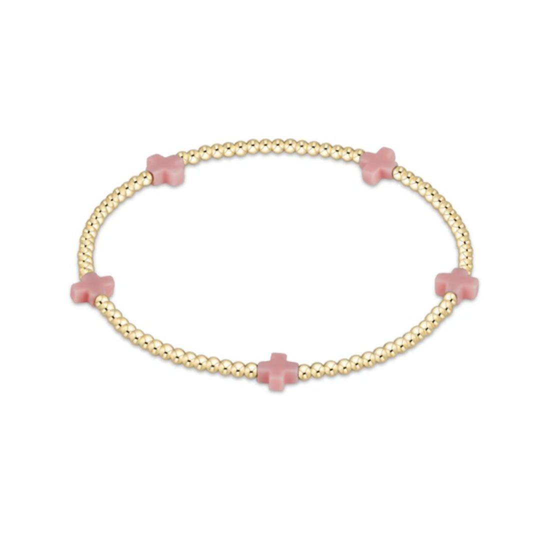E Newton Signature Cross Small Gold Bracelet 2MM