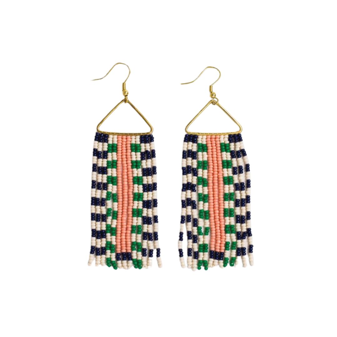 Brooke Checked Border Fringe Earrings