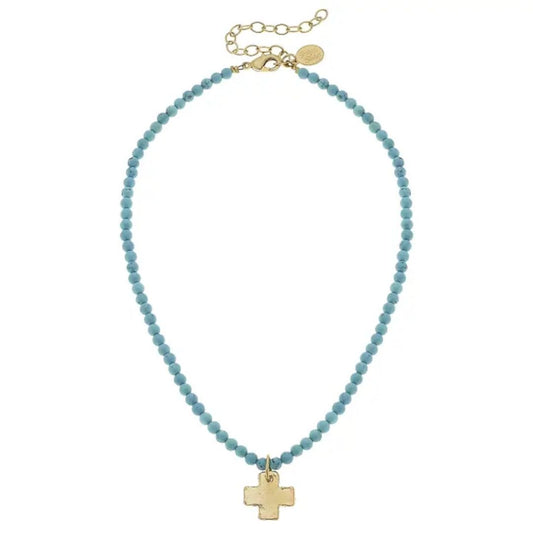 Gold Cross Beaded Necklace