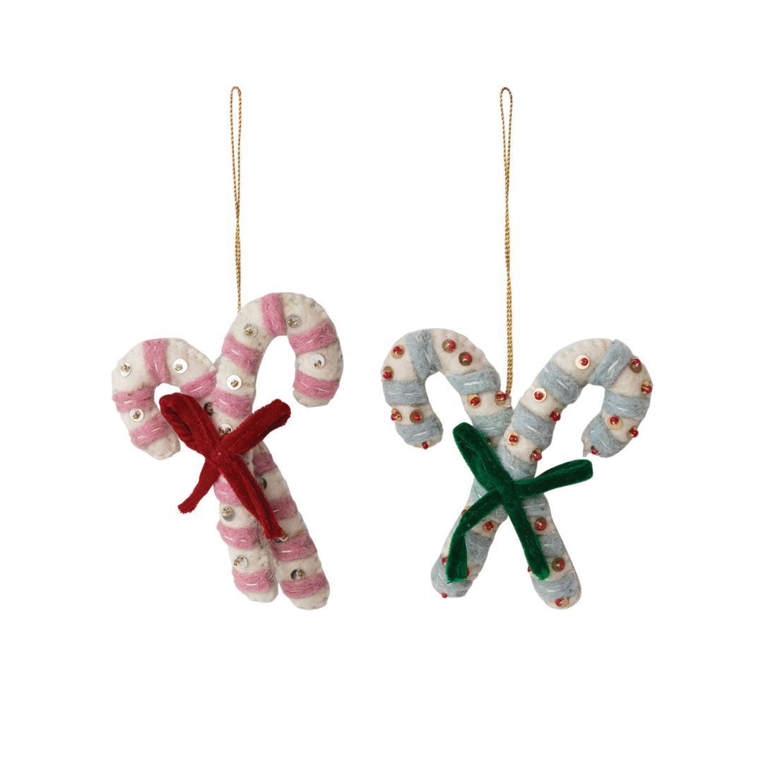 Wool Felt Candy Cane Ornament