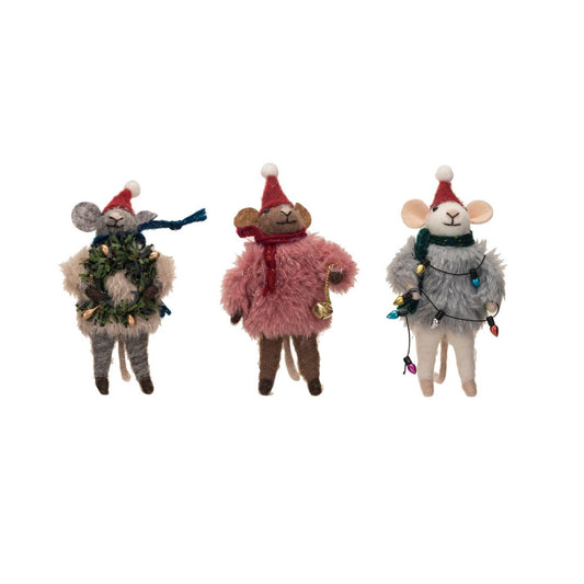 Wool Felt Mouse w/ Sweater Ornament